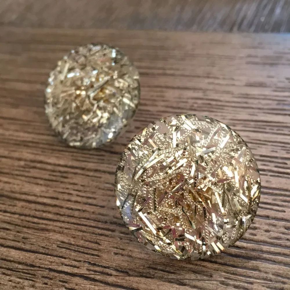 Vintage Round Lucite Confetti Earrings Retro Style